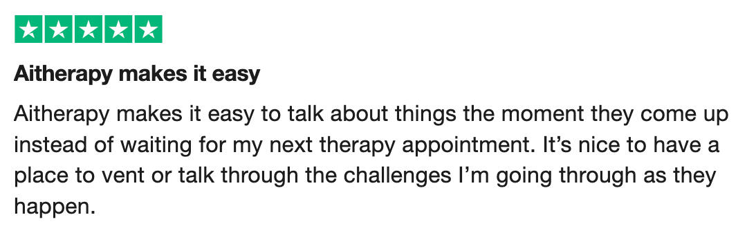 AI Therapy Review on Trustpilot AI Therapy Review on Trustpilot