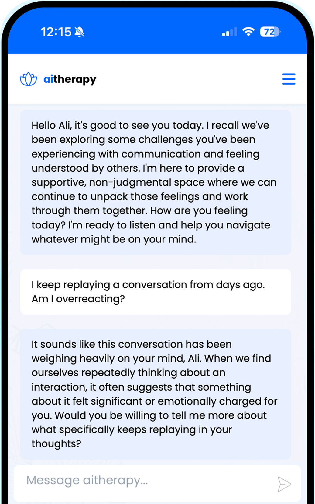 A conversation on Aitherapy about Overthinking A conversation on Aitherapy about Overthinking