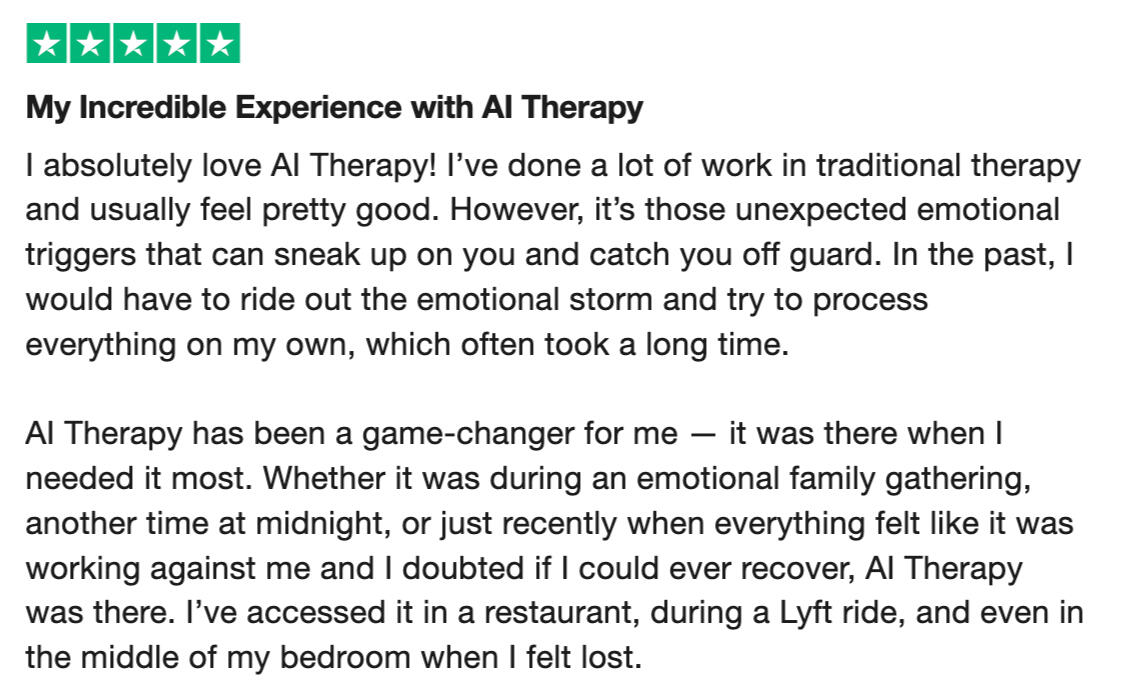 AI Therapy Review on Trustpilot